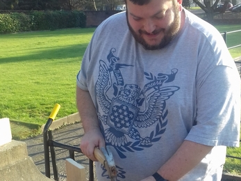 Nick works on his bird box