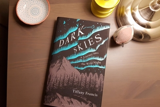 The book Dark Skies on a bedside table
