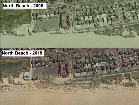 Google Earth images showing the growth of the sand dunes at St Annes