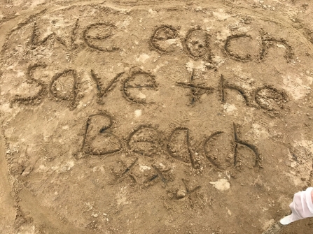 Sand art created by children at Beach School on the Lancashire coast