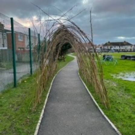 Completed willow walkway
