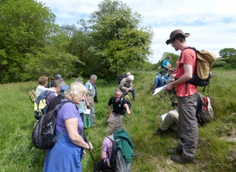 Lancashire Wildlife Trust staff running an event as part of the South Pennines Grasslands Project