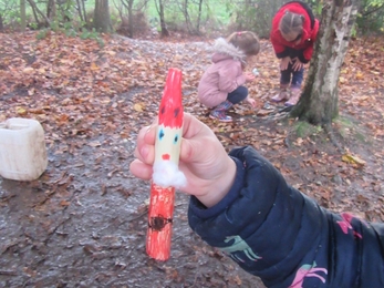 Willow Father Christmas, made by children at Forest School