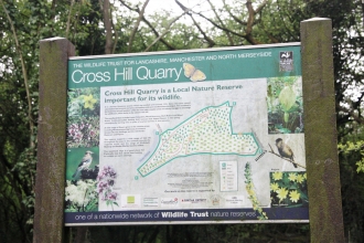 The visitor's board at Cross Hill Quarry nature reserve
