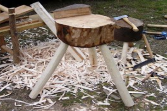 A stool made during a green woodworking day at Mere Sands Wood nature reserve