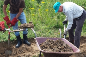 Volunteers digging a Dune Slack