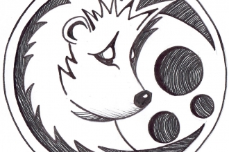 Illustration of a hedgehog in a full moon