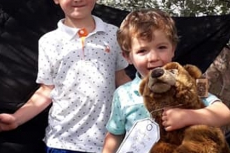 Two children on a Bear Hunt event run by Lancashire Wildlife Trust