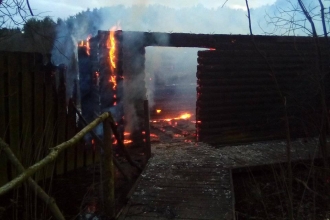 Cyril Gibbons hide at Mere Sands Wood on fire after an arson attack