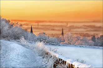 A Winters Sunset on Parbold Hil