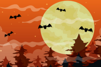 Moon and bats cartoon graphic