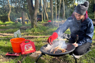 Forest School training in action - safely using a fire pit