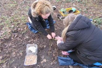 Making bird feeders at a Forest School session