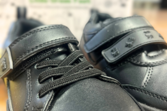 pair of recycled school shoes from Little Green Feet range 