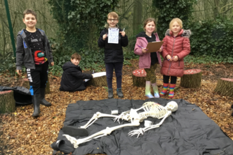 children learning outdoors