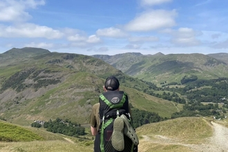 Matthew Pennington looking at the scenery during his trek 