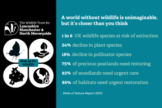 An infographic listing key stats and figures from the 2023 State of Nature Report.