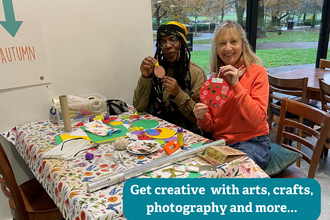 Arts & Craft session with fundraising idea text overlay