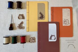 Three notebooks made using the japanese bookbinding technique