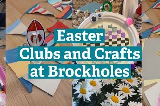 Montage of 4 images of crafts and LEGO building