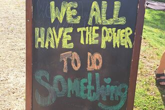 Sign at wild gathering