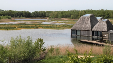Brockholes' floating Visitor Village during spring