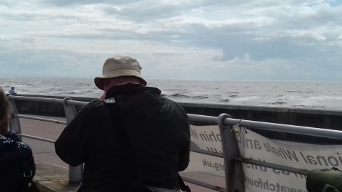 Visitors at a Lancashire Wildlife Trust Seawatch event on Blackpool seafront