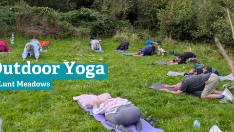 People doing yoga at Lunt Meadows