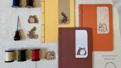 Three notebooks made using the japanese bookbinding technique