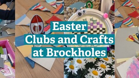 Montage of 4 images of crafts and LEGO building