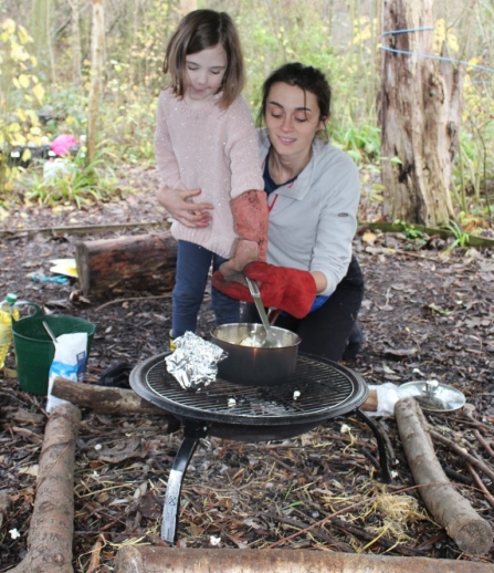 forest school fire popcorn