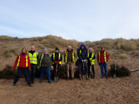 Myplace participants volunteering on the the Fylde sand dunes