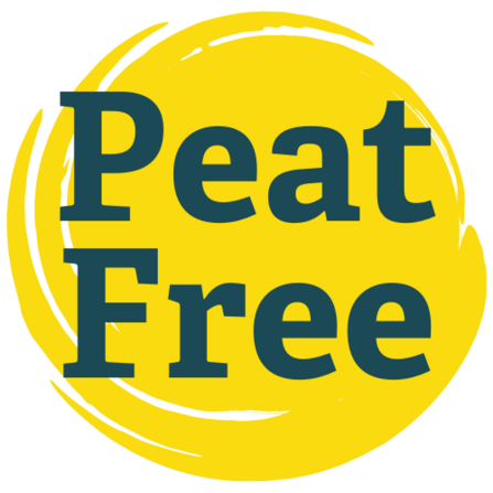Yellow and blue peat-free logo