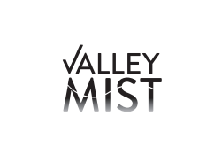 Valley Mist Logo, black lettering white background 