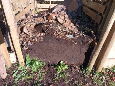 Rich compost in the compost bays at the greenhouses