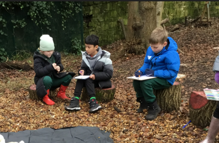 children writing