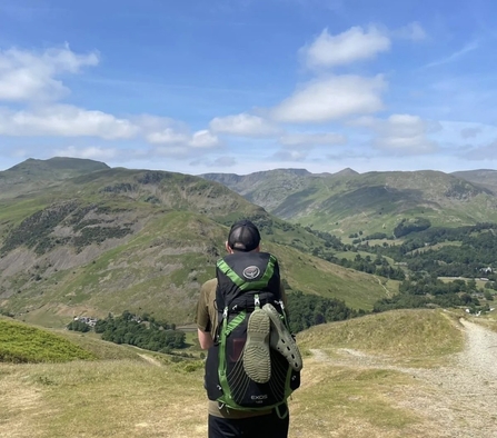 Matthew Pennington looking at the scenery during his trek 