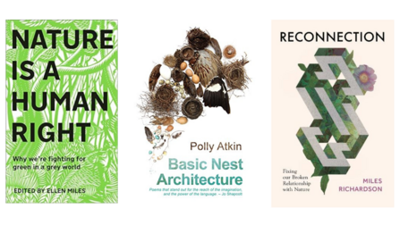 Nature is a human right, basic nest architecture, Reconnection book covers