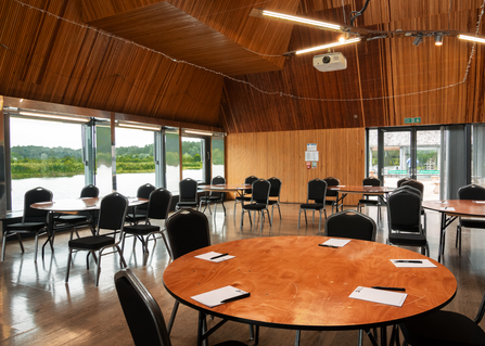 Chairs and tables in the conference room at Brockholes
