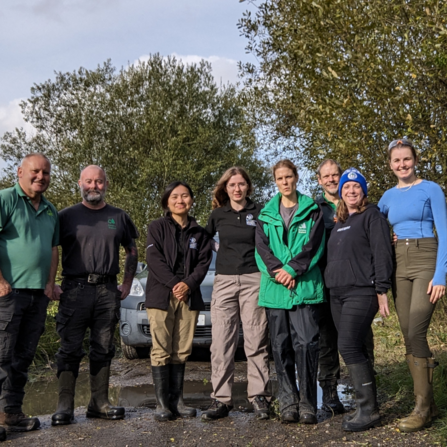 A group of water vole conservation volunteers 