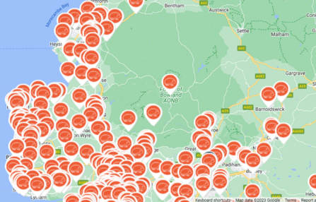 A map showing the results from 2023's hedgehog hotspots survey - North