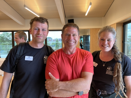 Steve Backshall with LWT staff Jenni and Rory all smiling at the camera