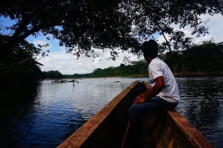 Rachael Antwis on a boat in Pyamino