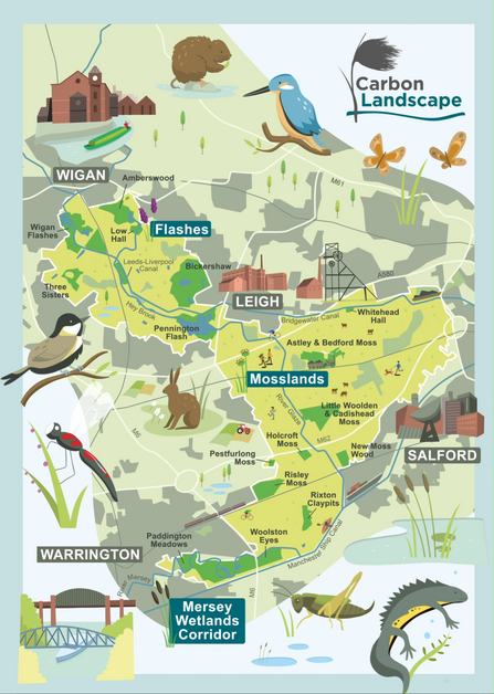 Illustrated map of the Carbon Landscape area