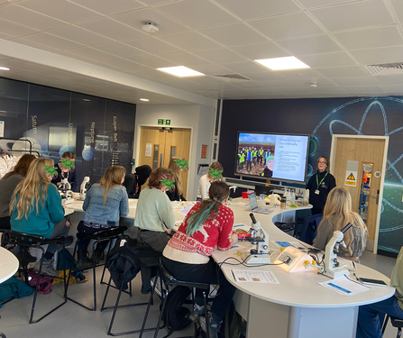A class of A level students learning about peatlands