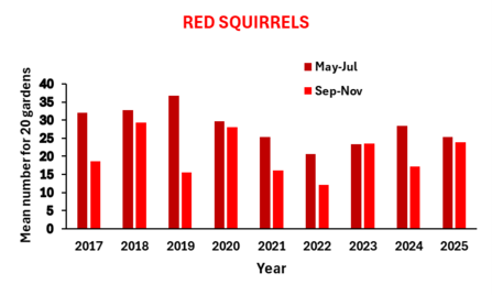 A graph to record red squirrel sightings in gardens