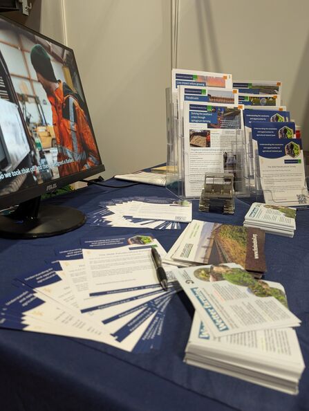 Leaflets and videos on a stall
