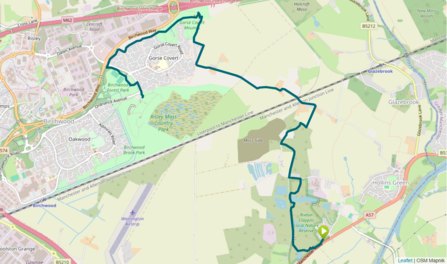 Risley Moss to Rixton Walk via Pestfurlong Moss map