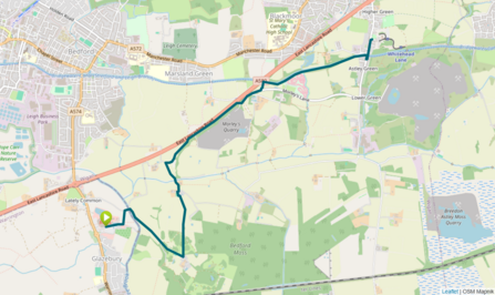 Windy Bank Woods to Lancashire Mining Museum Linear map