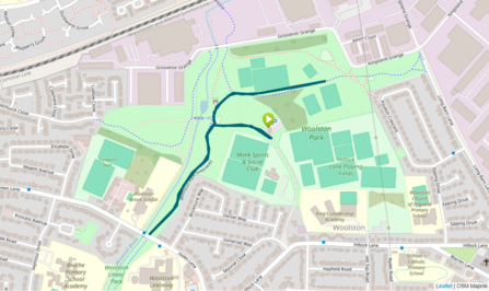 Woolston Park Family Friendly Cycling and Wildlife Rubbings Trail map